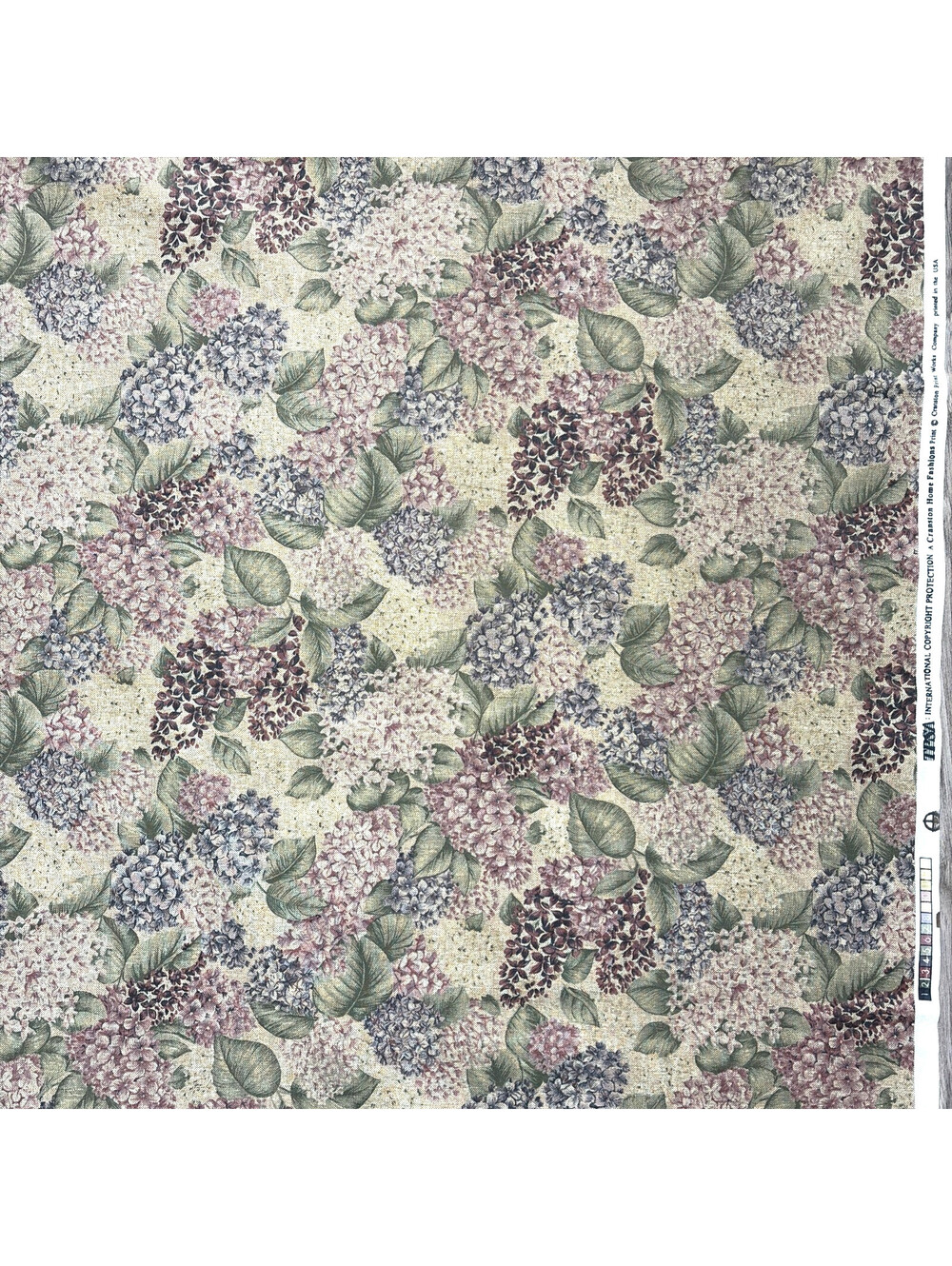 10 Yards Cranston Home Fashions Hydrangea Floral Cotton Fabric 60" Wide USA
